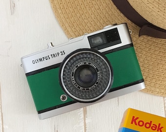Olympus Trip 35 Vintage 35mm Film Camera | Fully Refurbished & Tested | Restored in Japan | Malachite Green | Kodak Film Included