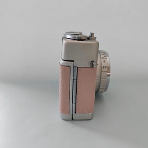 Konica C35 Rangefinder Film Camera | Refurbished & Tested in Japan | Kodak Film Included | Hexanon 38mm Lens | Pale Pink Leather image 5