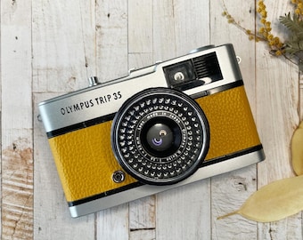 Olympus Trip 35 Film Camera | Vintage 35mm Compact | Fully Refurbished & Tested in Japan | Mustard Yellow | Kodak Film Included