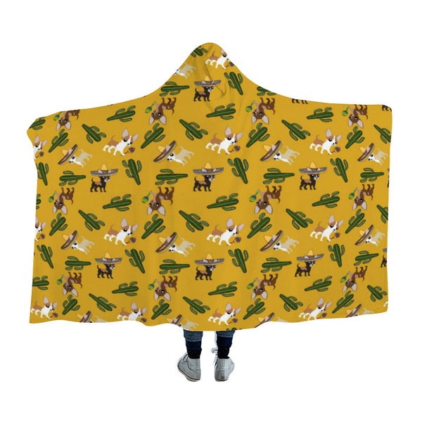 Chihuahua  Dog Hooded Blanket, Kids and Adults, Warm and Cozy, Short Plush, Polar Fleece, Poncho With Hood, Winter Throw, Cuddle Fleece