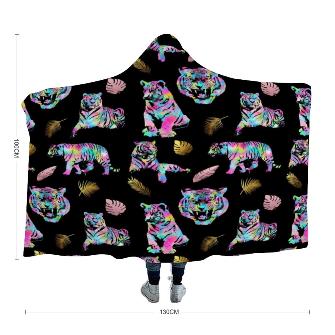 Rainbow Tiger Hooded Blanket Wild Tigers Wearable Blanket Etsy