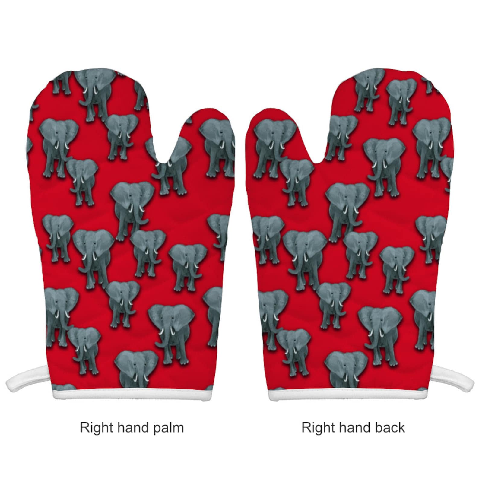 Elephants Insulated Gloves Combination AntiScald Red Animal Etsy
