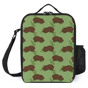 Wombat  Insulated Lunch Box, Dinner Bag, Packed Lunch, School Accessories, Kids Gift Idea, Adjustable Strap, Drink Holder, Food storage