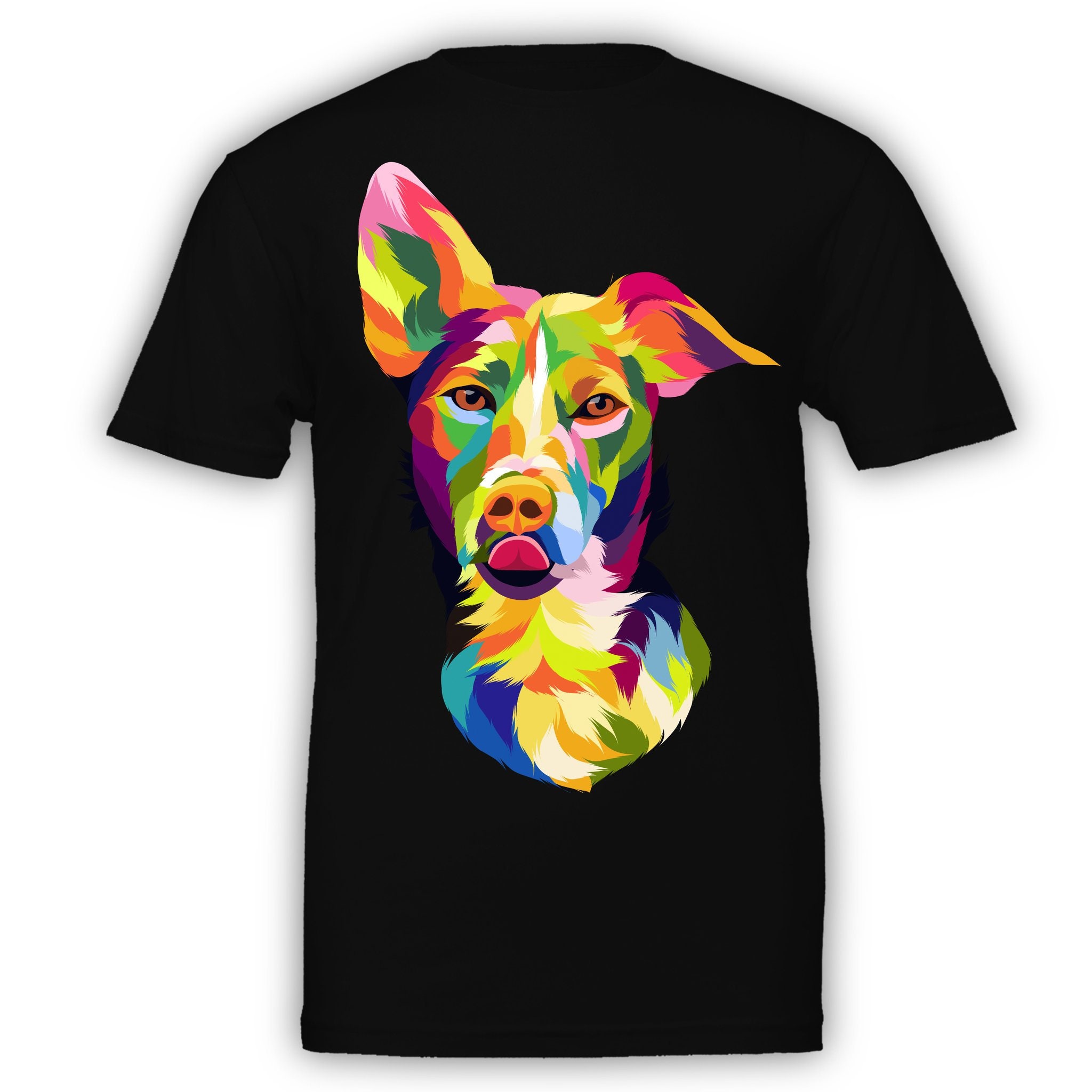 Custom Pet Tshirt Dog or Cat Rainbow Pop Style Personalized Tshirt Neon Color Custom Tshirt