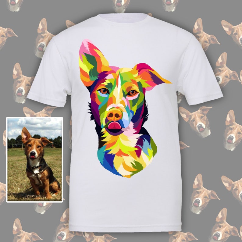 Custom Pet Tshirt Dog or Cat Rainbow Pop Style Personalized Tshirt Neon Color Custom Tshirt