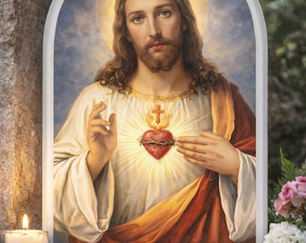 Sacred Heart Plaque – Outdoor Religious Memorial in Porcelain