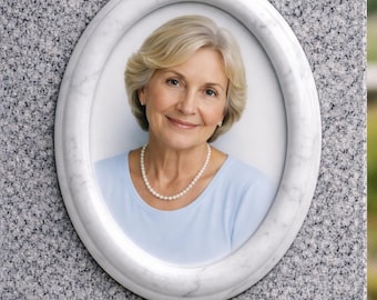 Oval Ceramic Photo for Headstone – Porcelain Memorial Cemetery Portrait. Free Preview & Warranty Certificate
