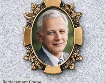 Replacement Bronze Cemetery Frame Oval Leaf Headstone Portrait Memorial Holder