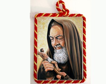 Hand-Painted Ceramic Baptism Gift with Patron Saint Image - Christian Name Keepsake