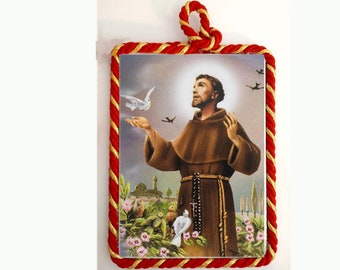 Hand-Painted Ceramic Baptism Gift with Patron Saint Image - Christian Name Keepsake