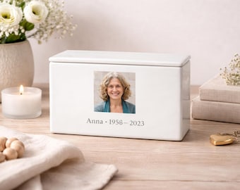 Personalized Porcelain Mini Urn with Photo Insert – Shared Remembrance Keepsake
