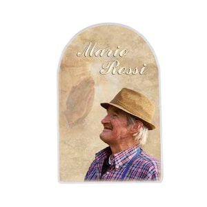 Custom Arch Porcelain Grave Marker: Memorial Photo Plaque