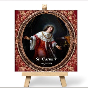 Hand-Painted Ceramic Baptism Gift with Patron Saint Image - Christian Name Keepsake