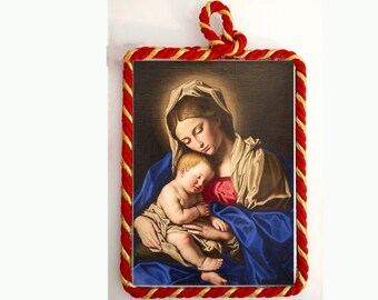 Hand-Painted Ceramic Baptism Gift with Patron Saint Image - Christian Name Keepsake