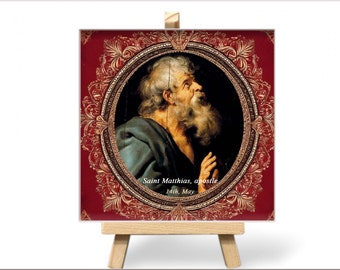 Hand-Painted Ceramic Baptism Gift with Patron Saint Image - Christian Name Keepsake