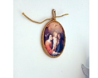 Vintage Holy Trinity Crib Medal: Catholic Christening Gift