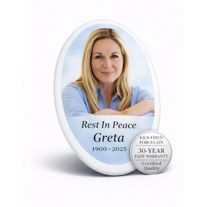 Fotoceramica ovale per lapide con foto - foto del tuo caro defunto in porcellana - fotortiocco e grafica gratuita -targa commemorativa