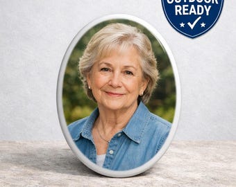 Oval Ceramic Memorial Photo for Headstone, Outdoor Grave Marker Portrait.Free Preview & Warranty Certificate
