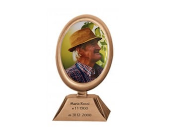 Bronze Ground Photo Frame for Tombstone - Oval Memorial Tribute engraved