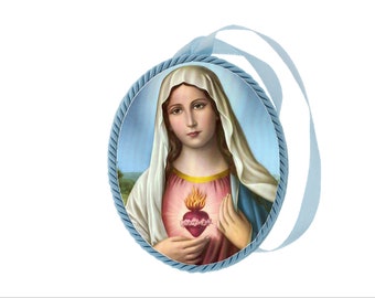 Vintage Blessed Mary Crib Medal – Sacred Heart, Catholic Baby Gift