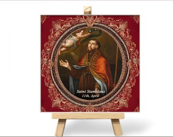 Hand-Painted Ceramic Baptism Gift with Patron Saint Image - Christian Name Keepsake