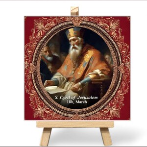 Hand-Painted Ceramic Baptism Gift with Patron Saint Image - Christian Name Keepsake