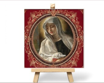 Hand-Painted Ceramic Baptism Gift with Patron Saint Image - Christian Name Keepsake