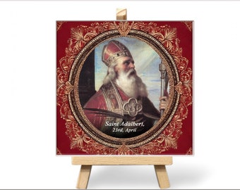 Hand-Painted Ceramic Baptism Gift with Patron Saint Image - Christian Name Keepsake