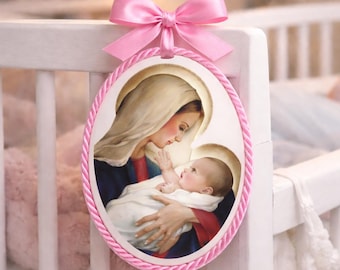 Madonna and Child Crib Protection Medal – Catholic Baby Decor