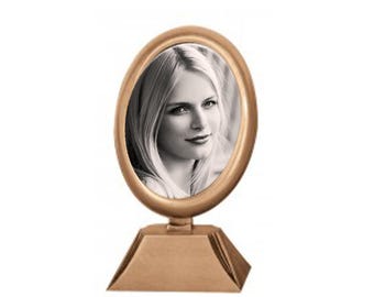 Bronze Ground Photo Frame for Tombstone - Oval Memorial Tribute