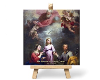 Spiritual Ceramic Tile of The Holy Trinity - Southern European Art Reproduction - Religious Home Decor