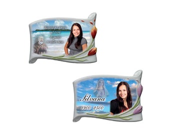 Customizable Memorial Plaque: Tulip Headstone Scroll