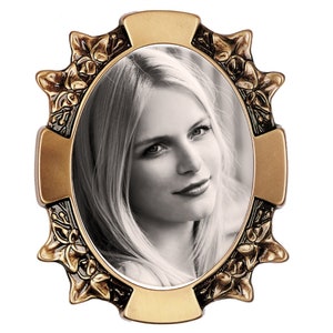 Heavy brass cemetery frame| Leaf frame for headstone| Moldura oval bronze| Metal photo frame