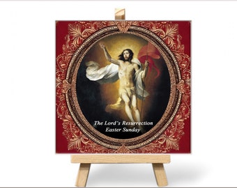 The Lord's Resurrection Ceramic Tile - Easter Day Gift - Religious Home Decor
