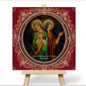 Hand-Painted Ceramic Baptism Gift with Patron Saint Image - Christian Name Keepsake