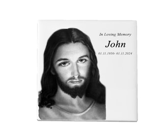 Personalized Ceramic Headstone Plaque: Christian Memorial Tomb Art