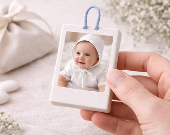 Personalized Pocket Baby Baptism Photo Keepsake,  Ceramic Gift for Grandparents