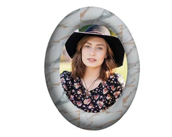 Oval Porcelain Photo Frame: Marbled Memorial Picture