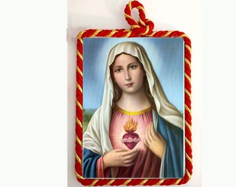 Hand-Painted Ceramic Baptism Gift with Patron Saint Image - Christian Name Keepsake