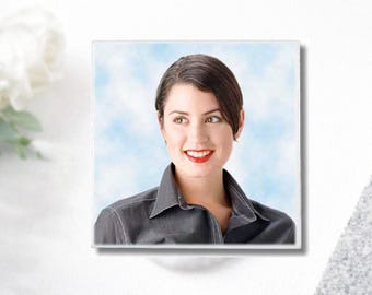 Square Ceramic Memorial Photo – Modern Porcelain Plaque for Headstone & Grave. Free Preview