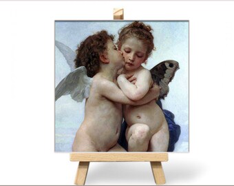 Religious ceramic tile| Cherub wall decor| Catholic mosaic tiles| outdoor garden memorial plaque