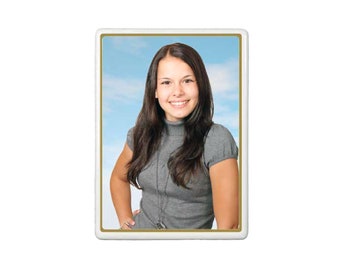 Headstone Cemetery Photo Tile with Elegant Golden Border - Remembrance Gift