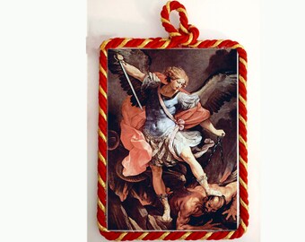 Hand-Painted Ceramic Baptism Gift with Patron Saint Image - Christian Name Keepsake