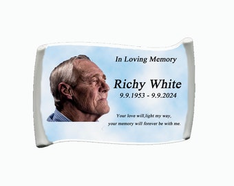 Outdoor Memorial Plaque with Photo for Headstone | Personalized Garden Sign