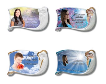 Hand-Decorated Porcelain Headstone Marker: Our Lady with Baby Jesus