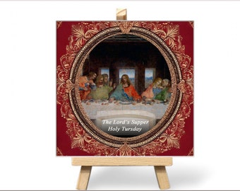 The Last Supper Ceramic Tile: Religious Easter Decor