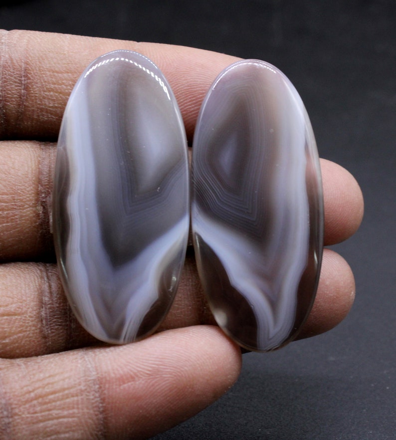 Botswana Agate 65 Carat 42x19 mm Loose Gemstone Matched Pair For Making Jewelry 100/% Natural Botswana Agate Fancy Pair Cabochon