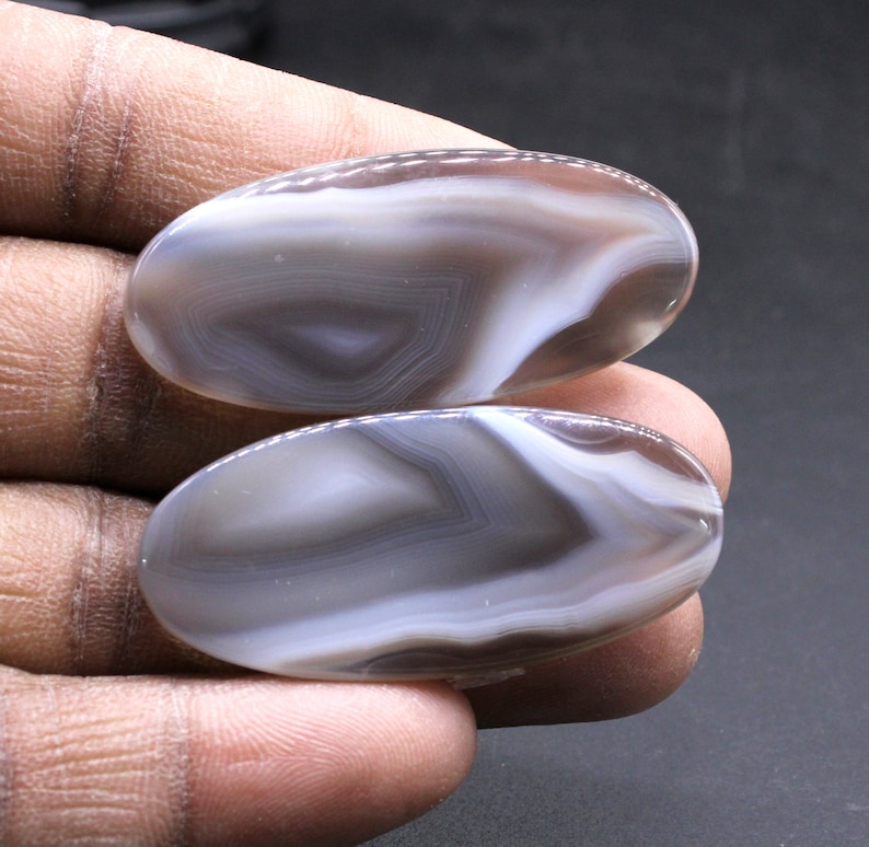 Botswana Agate 65 Carat 42x19 mm Loose Gemstone Matched Pair For Making Jewelry 100/% Natural Botswana Agate Fancy Pair Cabochon