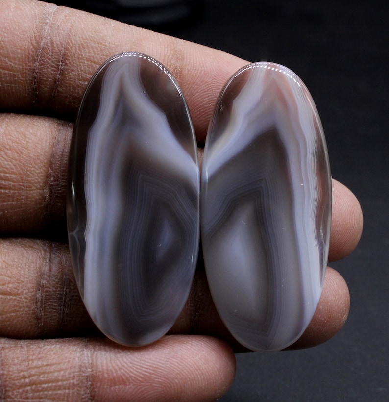 Botswana Agate 65 Carat 42x19 mm Loose Gemstone Matched Pair For Making Jewelry 100/% Natural Botswana Agate Fancy Pair Cabochon