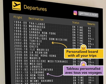 Dekorativer personalisierter Reisetisch Flughafenabflüge - digitale Datei zum Ausdrucken